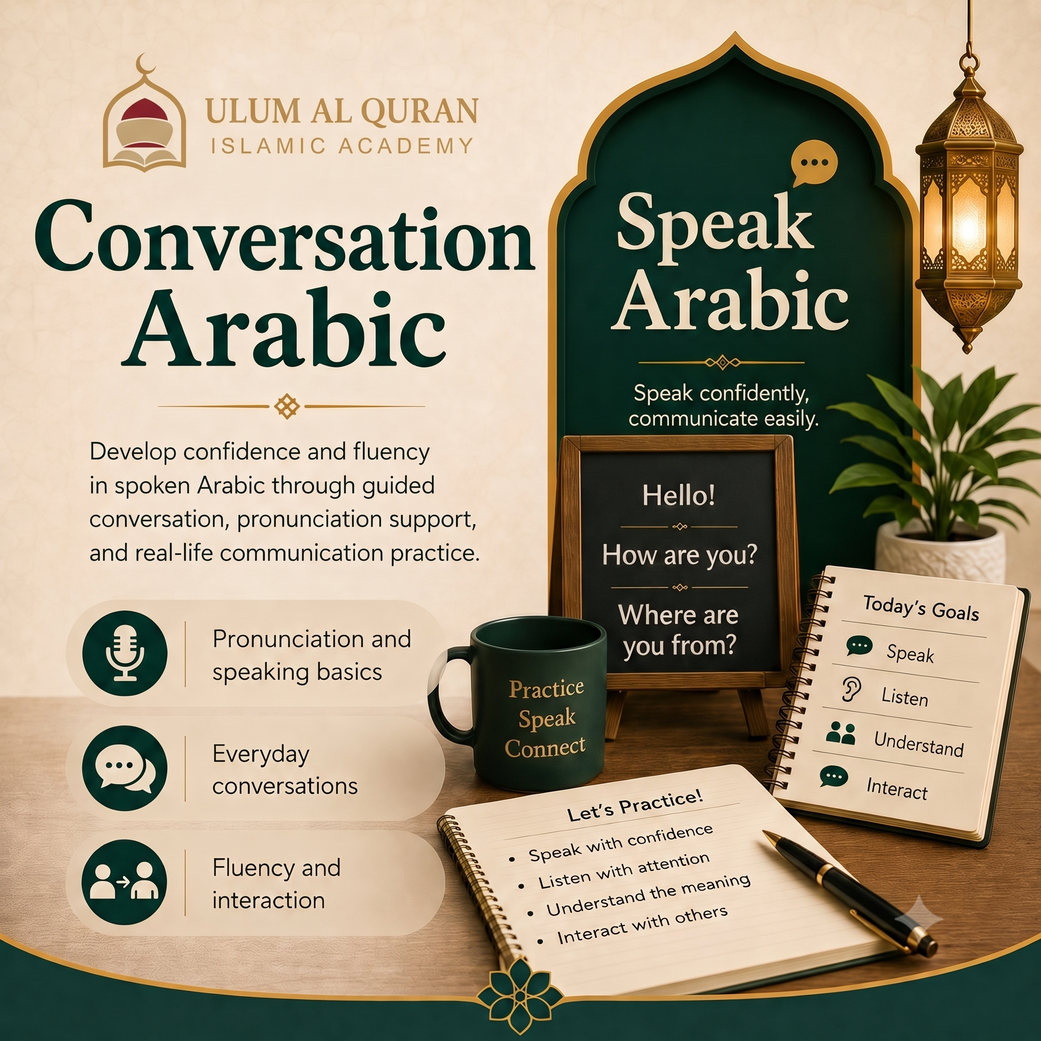 Conversation Arabic online course for non-native speakers practicing spoken Arabic fluency and real-life communication