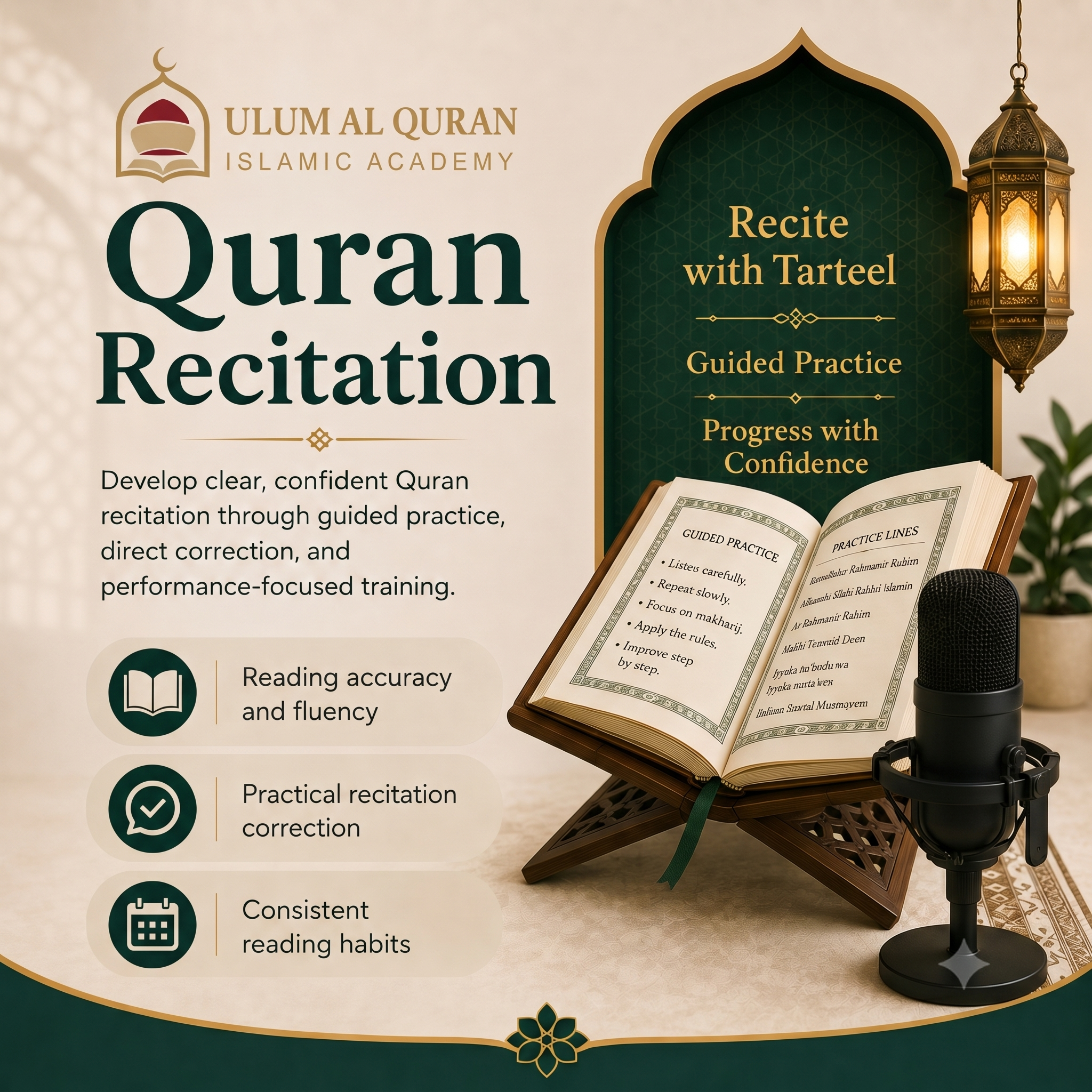Quran Recitation online course for improving Quran reading accuracy fluency and confidence